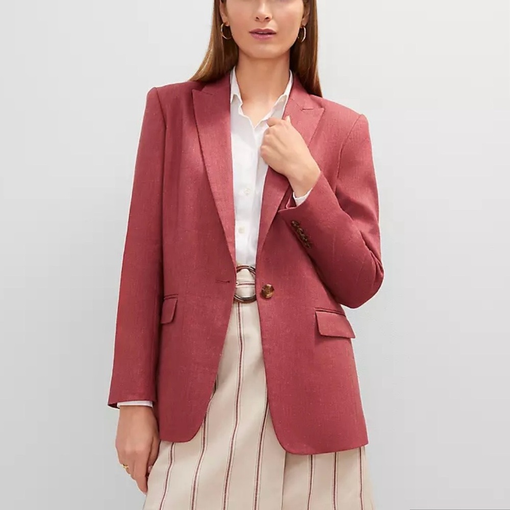 Ann Taylor Longline Blazer in Linen Blend